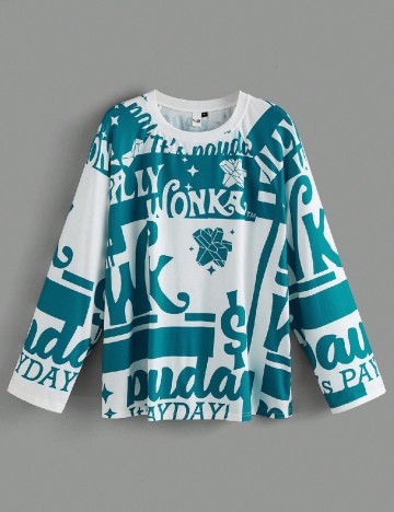 Bluza SHEIN CURVE, alb/verde