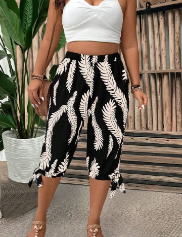 Pantaloni trei sferturi SHEIN CURVE, negru