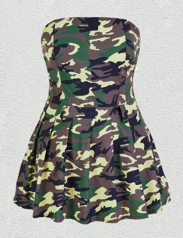 Rochie scurta SHEIN CURVE, verde/maro