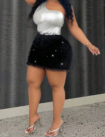 Rochie scurta SHEIN CURVE, negru/gri