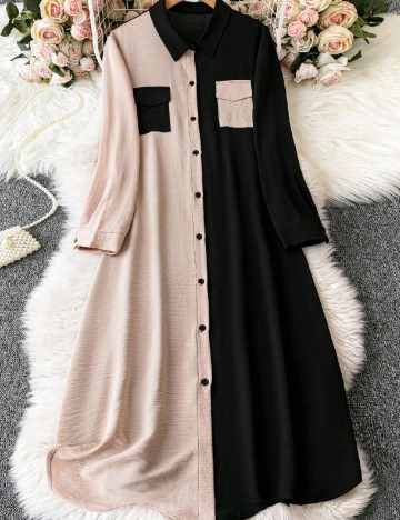 Rochie medie SHEIN CURVE, negru/crem