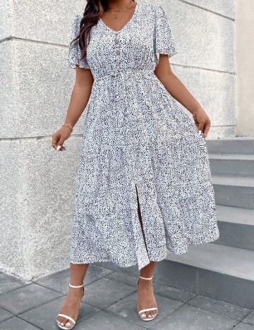 Rochie medie SHEIN CURVE, alb/negru