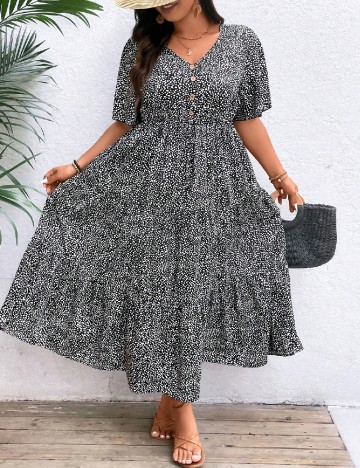 Rochie lunga SHEIN CURVE, alb/negru