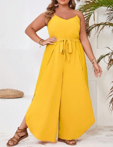 Salopeta SHEIN CURVE, mustar