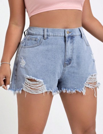 Pantaloni scurti SHEIN CURVE, albastru