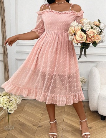 Rochie medie SHEIN CURVE, roz pal