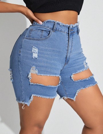 Pantaloni scurti SHEIN CURVE, albastru