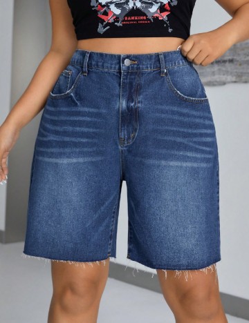 Pantaloni scurti SHEIN CURVE, albastru