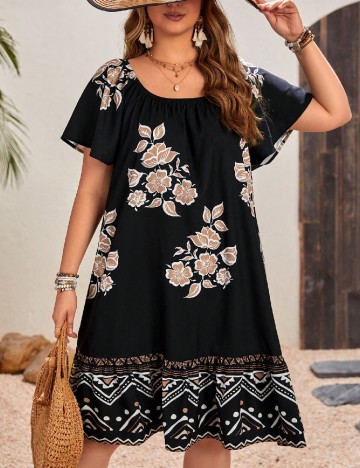 Rochie scurta SHEIN CURVE, negru/maro