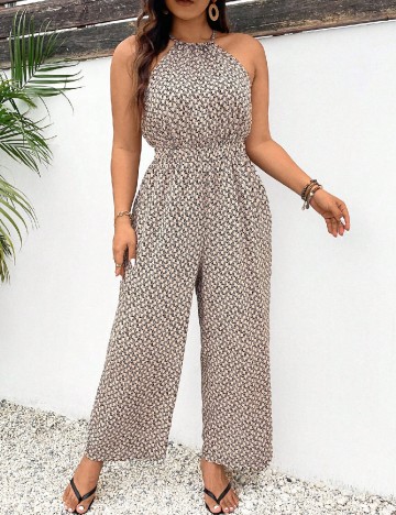 Salopeta SHEIN CURVE, crem/negru