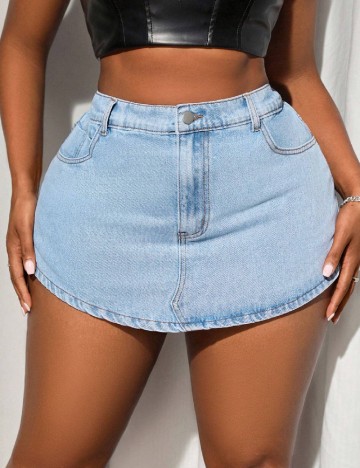 Fusta pantalon SHEIN CURVE, albastru