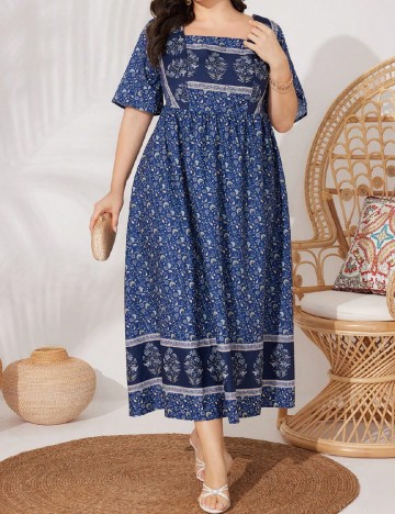 Rochie lunga SHEIN CURVE, bleumarin