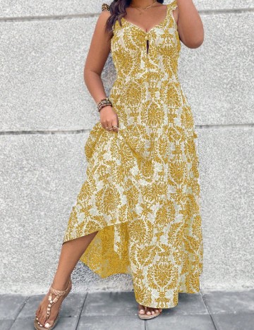 Rochie lunga SHEIN CURVE, alb/galben