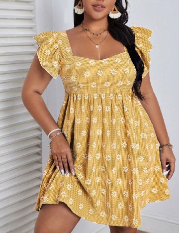 Rochie scurta SHEIN CURVE, galben