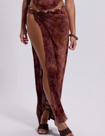 Fusta de plaja Musera, roz pudra inchis