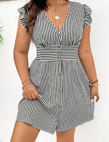 Rochie scurta SHEIN CURVE, alb/negru