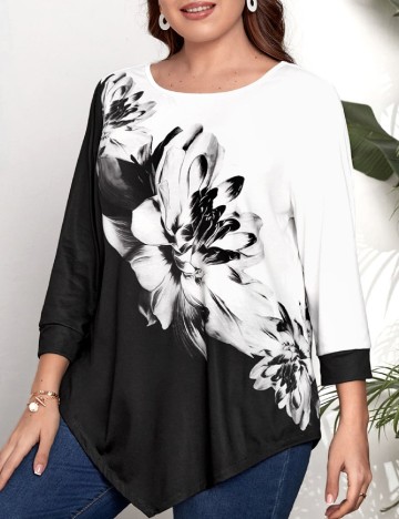 Bluza SHEIN CURVE, negru/alb