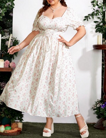 Rochie lunga SHEIN CURVE, floral print