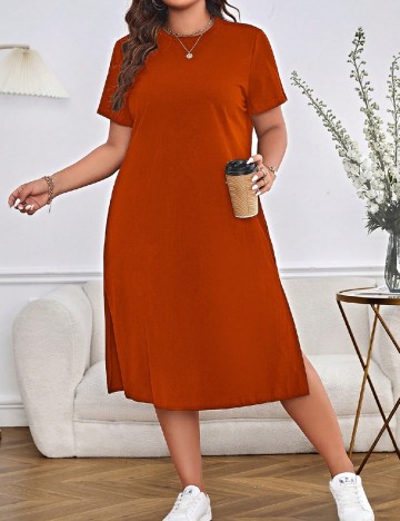 Rochie medie SHEIN CURVE, caramiziu