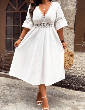 Rochie medie SHEIN CURVE, alb