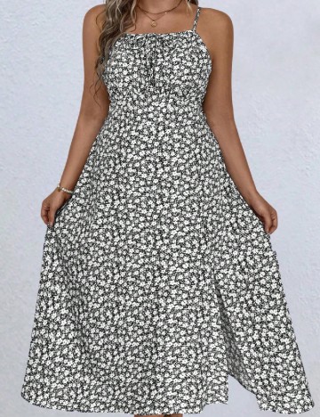 Rochie medie SHEIN CURVE, negru floral