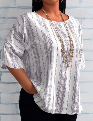 Bluza SHEIN CURVE, alb/lila