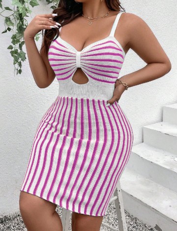 Rochie scurta SHEIN CURVE, alb/roz