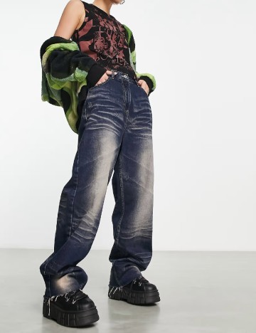 Blugi COLLUSION, bleumarin