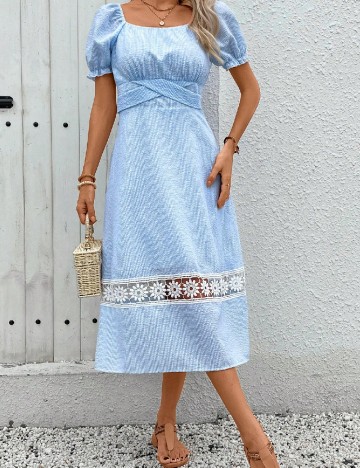 Rochie medie SHEIN, alb/albastru