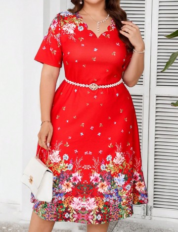 Rochie scurta SHEIN CURVE, rosu