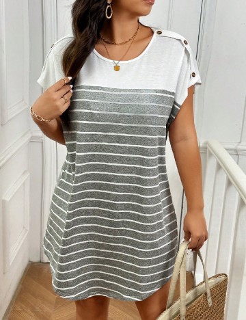 Rochie scurta SHEIN CURVE, alb/gri