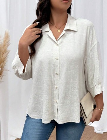Camasa SHEIN CURVE, ecru