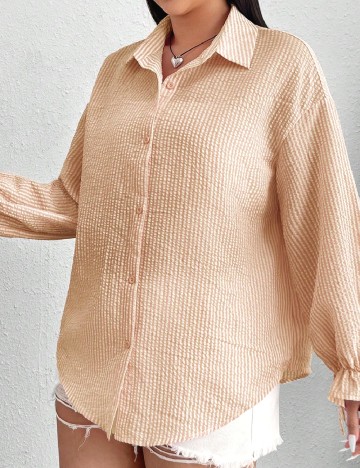 Camasa SHEIN CURVE, alb/maro