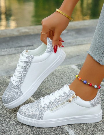 Adidasi SHEIN, alb/gri