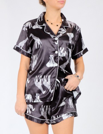 Pijama SHEIN, negru/alb