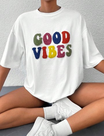 Tricou Oversize SHEIN, alb