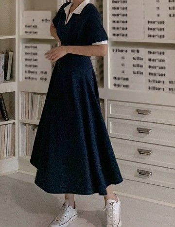 Rochie medie Dazy, bleumarin