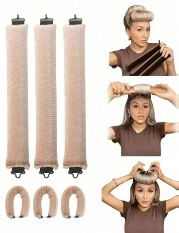Set de ondulatoare fără caldura 3 bucati SHEIN, crem