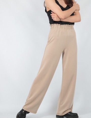 Pantaloni Pieces, maro deschis, XS