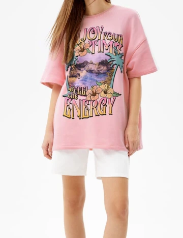 Tricou Bershka, roz, M