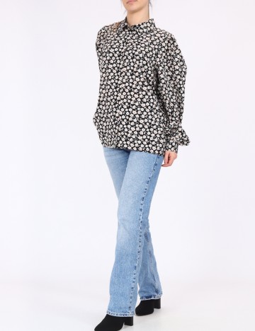 Camasa Pieces, negru floral, S