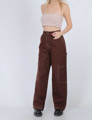 Pantaloni b.young, maro, 36