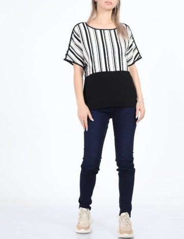 Bluza Fransa, alb/negru