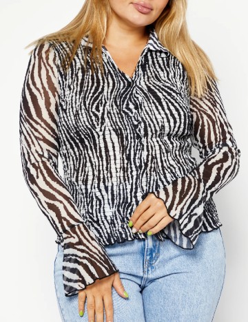 Camasa River Island, alb-negru