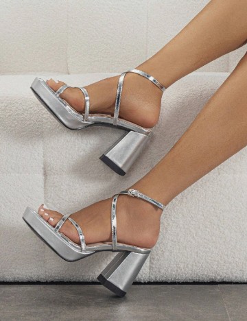 
						Sandale SHEIN, argintiu