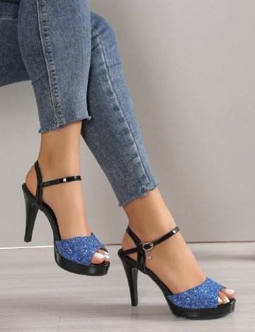 Sandale SHEIN, albastru/negru
