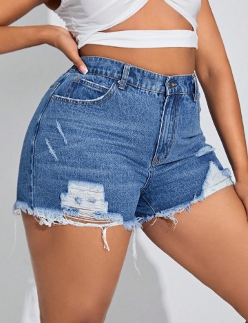 Pantaloni scurti SHEIN CURVE, albastru