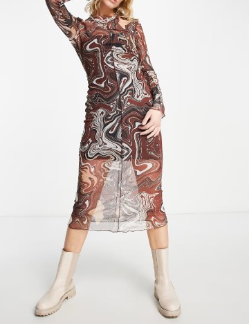 Rochie medie Violet Romance, maro