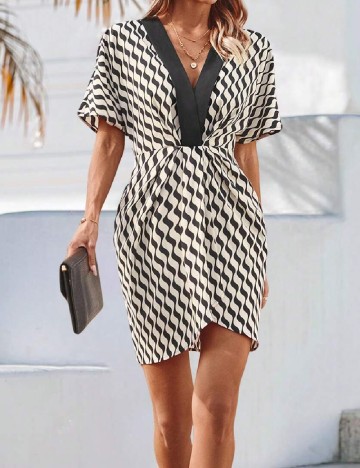 Rochie scurta SHEIN, crem/negru