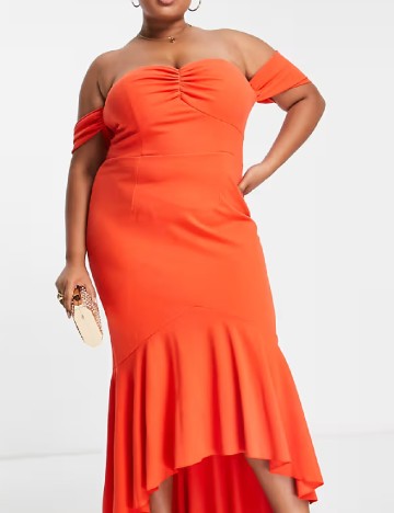 Rochie lunga Little Mistress Plus Size, portocaliu